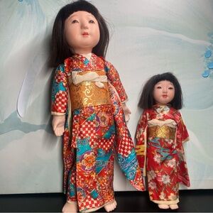 Two Vintage  Ichimatsu Dolls circa 1953 Kimono Glass Eyes